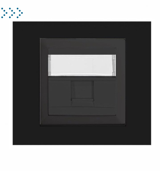 Лицевая панель с суппортом для одного коннектора RJ45, черный матовый (50441 SPM)